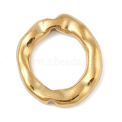 304 Stainless Steel Linking Rings, PVD Vacuum Plating, Textured Ring Shape, Real 18K Gold Plated, 21.5x19x3.5mm, Inner Diameter: 12.5x14mm(STAS-P380-50G)