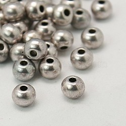 Tibetan Style Alloy Beads, Barrel, Antique Silver, Lead Free & Cadmium Free, 6x5mm, Hole: 2.5mm(K0NTG041)