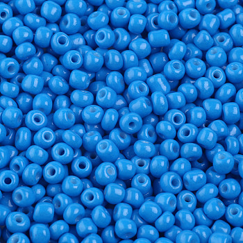 (Repacking Service Available) Baking Paint Glass Seed Beads, Dodger Blue, 6/0, 4~5x3~4mm, Hole: 1~2mm, 12g/bag
