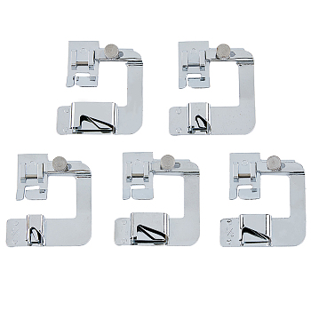 HOBBIESAY 5Pcs 5 Styles Alloy Domestic Sewing Machine Presser Foot, Premium Sewing Products, Accuracy Sewing Accessories & Supplies, Platinum, 49x44x1~12.5mm, 1pc/style