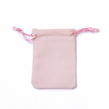 Velvet Packing Pouches, Drawstring Bags, Pink, 9.2~9.5x7~7.2cm