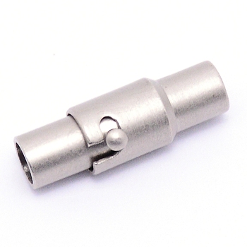 Brass Magnetic Clasps, Column, Matte Platinum Color, 15x4~5.5mm, Hole: 3mm
