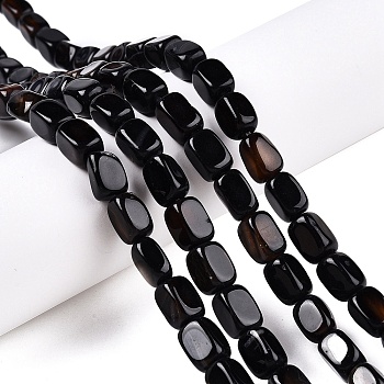 Natural Black Agate(Dyed & Heated) Beads Strands, Cuboid, 9~11x7.5~8x7~8mm, Hole: 1mm, about 29~34pcs/strand, 13.98~15.6''(35.5~39cm)