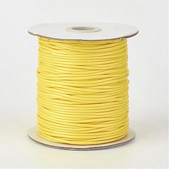 Eco-Friendly Korean Waxed Polyester Cord, Yellow, 3mm, about 41.01~41.56 Yards(37.5~38m)/Roll
