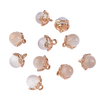 10Pcs Gemstone Charm Pendant Crystal Quartz Healing Natural Stone Pendants Buckle for Jewelry Necklace Earring Making Cra, White, 9.5mm, Hole: 2.5mm