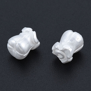ABS Plastic Imitation Pearl Beads, Flower, Creamy White, 7x6mm, Hole: 0.8mm