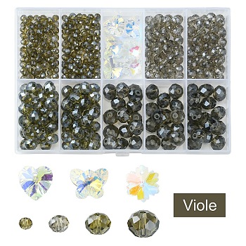 DIY Rondelle Glass Beads & Glass Rhinestone Jewelry Making Finding Kit, Mixed Color, 4~14x4~15x3~8mm, Hole: 0.4~1.6mm