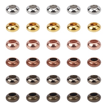 ARRICRAFT Brass Beads, Rondelle, Mixed Color, 6x3mm, Hole: 3mm, 6 colors, 20pcs/color, 120pcs/box