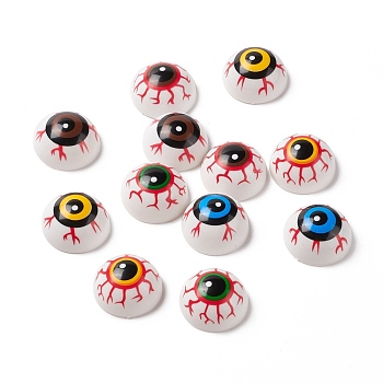 Halloween Plastic Doll Eyeballs, Half Round, for Horror Prop, Toy Mask Accessories, Mixed Color, 23x12mm, Inner Diameter: 21mm, 12pcs/bag