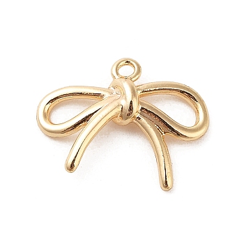 Brass Charms, Bowknot, Real 18K Gold Plated, 14.5x19x3.5mm, Hole: 1.5mm
