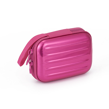 Tinplate Zipper Bag, Portable Coin Purse, for Business Card, Draw-bar box Shape, Hot Pink, 70x100mm
