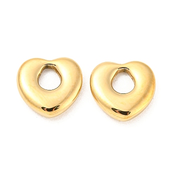 304 Stainless Steel Charms, Heart Charm, Real 14K Gold Plated, 12x12x3mm, Hole: 5x4mm
