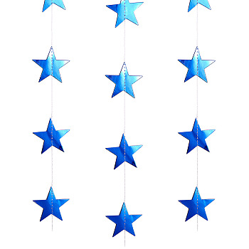 Paper Star Shape Flags, Hanging Banner, for Party Festival Home Decorations, Blue, 4000mm
