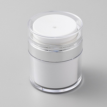 Plastic Airless Pump Jars, Refillable Travel Cream Vacuum Bottle, Column, White, 6.3x7.6cm, Capacity: 50ml(1.69fl. oz)