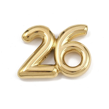 304 Stainless Steel Pendants, Number 26 Charms, Ion Plating(IP), Golden, 21x28x5mm, Hole: 2mm