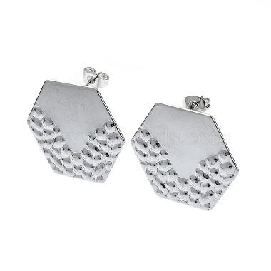 Hexagon 201 Stainless Steel Stud Earrings