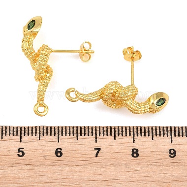 Brass Micro Pave Cubic Zirconia Stud Earring Findings(KK-K340-42G)-3