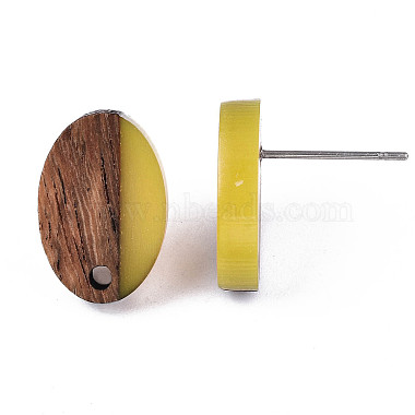 Resin & Walnut Wood Stud Earring Findings(MAK-N032-004A-A03)-4