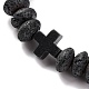 Cross Synthetic Non-magnetic Hematite & Rondelle Natural Lava Rock Beaded Stretch Bracelets for Women(BJEW-Q345-01)-4