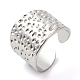 304 Stainless Steel Grooved Open Cuff Ring for Women(RJEW-I098-25P)-1