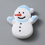 Snowman Christmas Theme Food Grade Eco-Friendly Silicone Beads, Light Sky Blue, 32x29x10mm, Hole: 2mm(SIL-WH0013-39C)