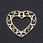 PVD Vacuum Plating 201 Stainless Steel Pendants, Long-Lasting Plated, Filigree Joiners Findings, Laser Cut, Heart, Golden, 17x19x1mm, Hole: 2mm(STAS-S105-JN901-2)