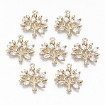 Brass Micro Pave Cubic Zirconia Pendants, Light Gold, Long-Lasting Plated, Cadmium Free & Lead Free, Tree, Clear, 18.5x19x3mm, Hole: 1.5mm(X-KK-S359-020A-RS)
