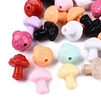 Opaque Acrylic Beads, Mushroom, Mixed Color, 18~18.5x15.5~16.5x15.5~16.5mm, Hole: 2.5mm, about 322pcs/500g(OACR-Q199-14)