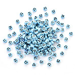 Opaque Acrylic Beads, Flat Round with Black Random Expression, Sky Blue, 7x4mm, Hole: 1.6mm, 200pcs/set(MACR-YW0001-22E)