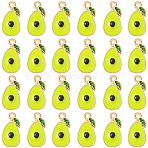100Pcs Alloy Enamel Pendants, Light Gold, Fruit, Avocado, 18x9x2mm, Hole: 1.6mm(ENAM-SC0006-92)