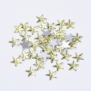 Acrylic Rhinestone Flat Back Cabochons, Back Plated, Faceted, Star, Champagne Yellow, 10x1.5mm(RSB385-24)