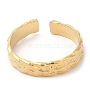 304 Stainless Steel Textured Open Cuff Ring, Real 14K Gold Plated, Inner Diameter: 18mm(RJEW-K248-08G)