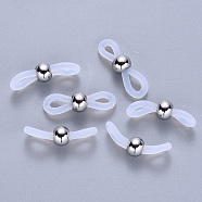Silicone Eyeglass Holders, Glasses Rubber Loop Ends, with 304 Stainless Steel Findings, Stainless Steel Color, 20~22x5~6mm, Hole: 2mm, bead: 4.5x6mm(STAS-S113-004P)