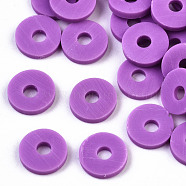 Handmade Polymer Clay Beads, for DIY Jewelry Crafts Supplies, Disc/Flat Round, Heishi Beads, Orchid, 6x1mm, Hole: 2mm, about 1175pcs/50g(X-CLAY-Q251-6.0mm-112)