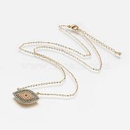 Brass Micro Pave Cubic Zirconia Pendant Necklaces, with Real 18K Gold Plated Brass Cable Chains, Eye, 18 inch(46cm)(NJEW-j051-10G)