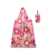 Foldable Polyester Grocery Bags, Reusable Waterproof Shopping Tote Bags, with Pouch and Bag Handle, Flower, 58x38cm(PW-WG28155-06)