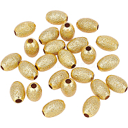 24Pcs Eco-Friendly Brass Textured Beads, Cadmium Free & Lead Free, Real 18K Gold Plated, 12x8mm, Hole: 3mm, 24pcs(KK-BC0007-87-RS)