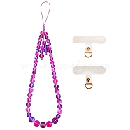 Round Synthetic Moonstone Beaded Mobile Straps, Nylon Cord with TPU Mobile Phone Lanyard Patch Mobile Accessories Decor, Blue Violet, 23cm(HJEW-SW00042-07)