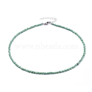 Glass Seed Beaded Necklaces, with 304 Stainless Steel Lobster Claw Clasps, Green, 15.9 inch(40.5cm)(NJEW-JN02811-04)