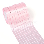 Breast Cancer Pink Awareness Ribbon Making Materials Valentines Day Gifts Boxes Packages Single Face Satin Ribbon, Polyester Ribbon, Pink, 25yards/roll(22.86m/roll), 10rolls/group, 250yards/group(228.6m/group)(RC10mmY004)