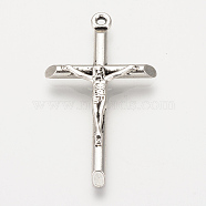 Tibetan Style Alloy Pendants, For Easter, Crucifix Cross, Cadmium Free & Nickel Free & Lead Free, Antique Silver, 41x23.5x3.5mm, Hole: 2mm(X-TIBEP-S315-09AS-NR)