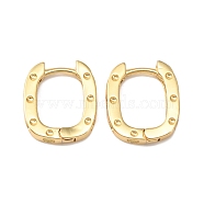 Brass Oval with Polka Dot Hoop Earrings for Woman, Real 18K Gold Plated, 16x13.5x2.5mm, Pin: 0.8mm(EJEW-F314-02A-G)
