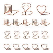 18Pcs 3 Style Carbon Steel Place Card Holders, Wire Table Number Holder Stand, for Memo Note Name Sign Wedding Party Birthday, Heart & Square, Rose Gold, 6pcs/style(AJEW-SZ0001-80RG)