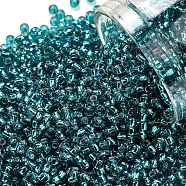 TOHO Round Seed Beads, Japanese Seed Beads, (23BDA) Green Aqua Silver Lined, 11/0, 2.2mm, Hole: 0.8mm, about 50000pcs/pound(SEED-TR11-0023BDA)