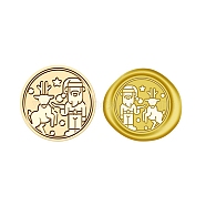 Christmas Series Wax Seal Brass Stamp Head, for Wax Seal Stamp, Golden, Santa Claus, 25x15mm, Inner Diameter: 7mm(AJEW-Z031-04G-05)