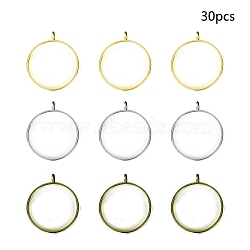 Alloy Open Back Bezel Pendants, For DIY UV Resin, Epoxy Resin, Pressed Flower Jewelry, Ring, Mixed Color, 32.5x28.5x4.5mm, Hole: 2mm, 30pcs/set(PALLOY-CJ0001-28)