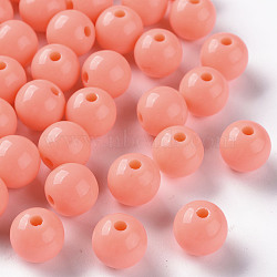 Opaque Acrylic Beads, Round, Salmon, 10x9mm, Hole: 2mm, about 940pcs/500g(MACR-S370-C10mm-SS2109)