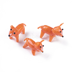 Handmade Lampwork Puppy Home Display Decorations, 3D Cartoon Dog, Dark Orange, 23~25x9.5~11x20~22mm(LAMP-J084-21)