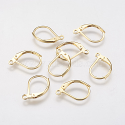 304 Stainless Steel Leverback Earring Findings, with Loop, Golden, 15x11x2mm, Hole: 1.5mm, Pin: 0.6mm(X-STAS-F141-03G)