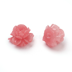 Shell Beads, Imitation Jade, Dyed, Curved, Flower, Light Coral, 13x13x9.5mm, Hole: 1.8mm(X-CORA-D032-16)